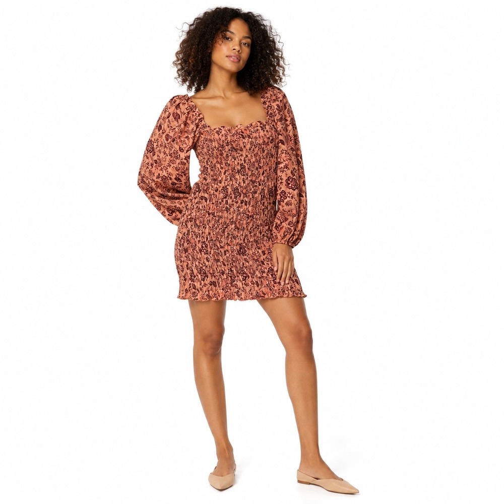NEW Free People Smock It To Me Dress L Puff Sleeve Boho Cottagecore Festival